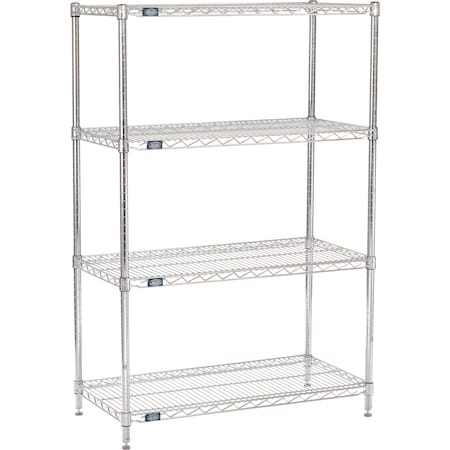 Nexel 4 Shelf, Chrome Wire Shelving Unit, Starter, 42inW x 18inD x 54inH 188222